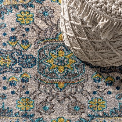 5'x8' Blue Synthetic Medallion Reversible Area Rug