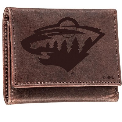 Evergreen NHL Minnesota Wild Brown Leather Bifold Wallet Officially Licensed with Gift Box