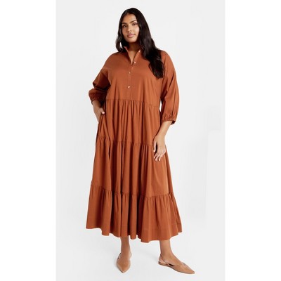Women's Plus Size Kara Midi Dress - amber | CITY CHIC