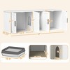 Cat Litter Box Enclosure with Double Room, Scratching Mat for 2 Cats, 57" x 19" x 20" - 3 of 4