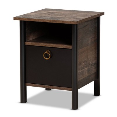 Vaughan Two tone Rustic Finished Wood Nightstand Walnut Target