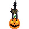 Occasions 7' INFLATABLE BLACK CAT ON PUMPKIN, 2.5 ft Tall, Multicolored - 3 of 4
