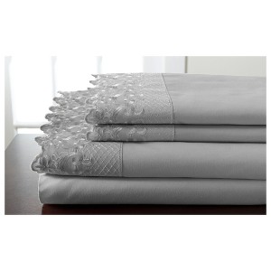 Hotel Lace Microfiber Sheet Set (Queen) Gray - Elite Home Products