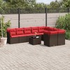 vidaXL 10 Piece Patio Sofa Set with Cushions Brown and Red - With Table - 2 of 4