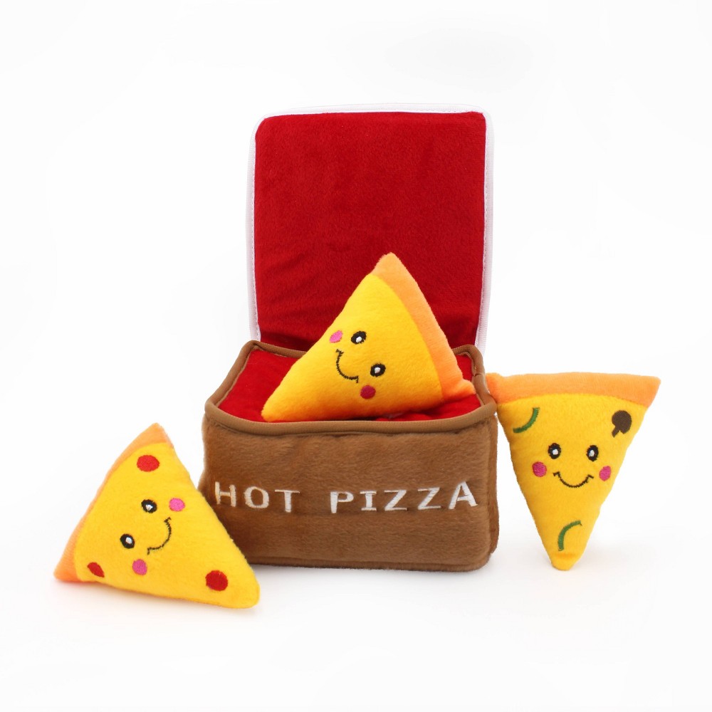 ZippyPaws Pizza Box Burrow Dog Toy - Red