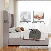 King Bed Frame with Lift Up Storage,Linen Upholstered Platform Bed,Wingback Headboard,Light Gray - 4 of 4