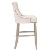 WestinTrends 29" Linen Tufted Buttons Upholstered Wingback Bar Stool (Set of 2) - 3 of 4