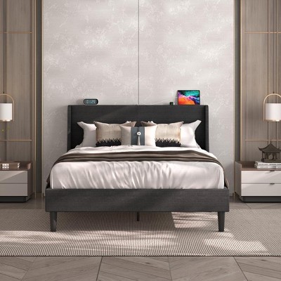 VECELO Upholstered Bed, Metal Frame Platform Bed