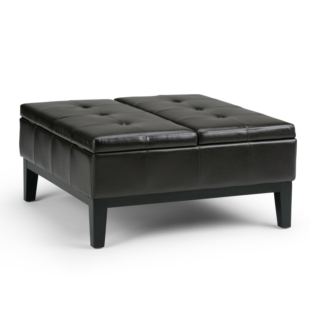 Photos - Pouffe / Bench Lancaster Square Coffee Table Storage Ottoman Tanners Brown - WyndenHall