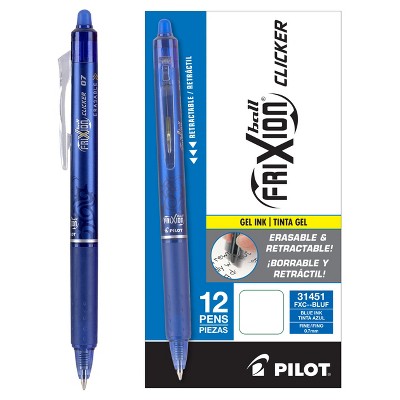 Pilot 12ct Frixion Clicker Erasable Retractable Gel Pens Fine Point 0.7mm Blue