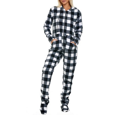 Adr Men's Hooded Footed Adult Onesie Pajamas Set, Plush Winter Pjs With  Hood Christmas Plaid Footed 2x Large : Target