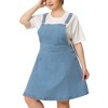 Agnes Orinda Women's Plus Size Denim Side Button Adjustable Strap Overall Jumpers - 2 of 4