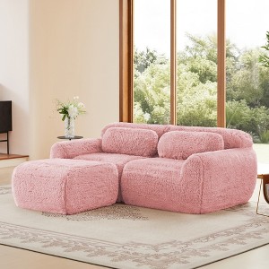 YOOCOZZ  L-shaped Boneless Sofa with Chaise, Soft Plush Fabric 32D Sponge, Throw Pillows - 1 of 4