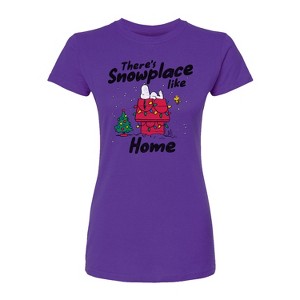 Women's - Peanuts - Theres Snowplace Like Home Fitted Graphic T-Shirt - 1 of 2