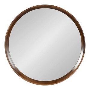 Kate and Laurel Prema Wood Framed Mirror, 24" Diameter, Walnut Brown - 1 of 4