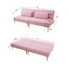 VASIP  Teddy Fabric Convertible Sofa Bed,Gold Metal Leg Futon with Modern Accent,for Living Room & Guest Room,White - 4 of 4