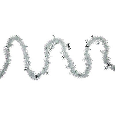 9.25' LED Lighted Iridescent Tinsel Christmas Garland Warm White Lights