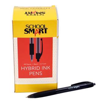 School Smart Retractable Hybrid Gel and Ink Pens, Black, Pack of 48