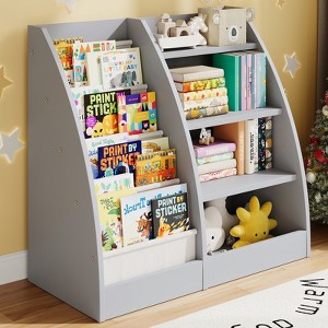 4 Tier Kids Bookshelf, Kids Book Shelf for Kids Rooms, Wood Children Bookcase,Baby Storage Book Rack,Toddler Bookshelf - 1 of 4