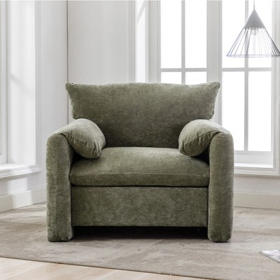 Oris 38.6" Wide Matcha Green Chenille Oversized Armchair Accent Chair ...