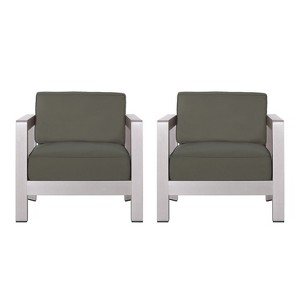 Christopher Knight Home Aviara Outdoor Modern Aluminum Club Chair with Cushions (Set of 2) - 1 of 4