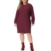Agnes Orinda Women's Plus Size Knit Sweater Warm Long Sleeve Pullover Mini Dresses - 2 of 4