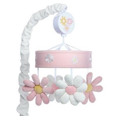 Image of Lambs & Ivy Daisy Dreams Pink/White Musical Baby Crib Mobile Soother Toy