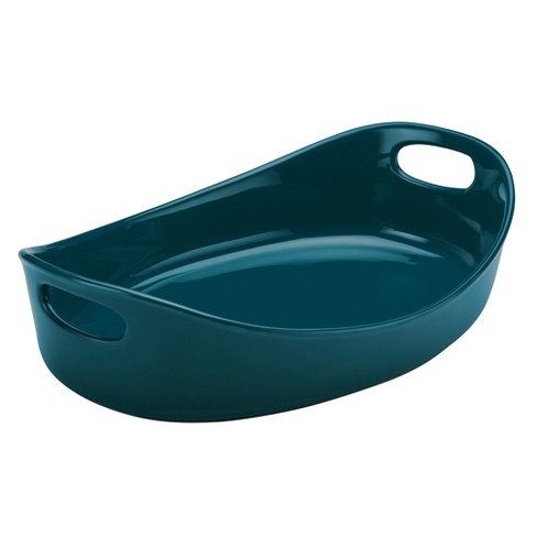 Rachael Ray 9 in. x 13 in. Teal Ceramics Rectangular Baker, Blue