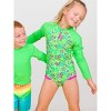 RuffleButts Girls UPF50+ Sun Protection Long Sleeve Rash Guard One Piece - 3 of 4