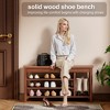 KWPZQEB Shoe Rack Bench, 3 Tier Sturdy Shoe Bench with Hidden Storage Space, Wood Storage Shoe Organizer, Holds up to 550lbs for Entryway, Brown - 2 of 4