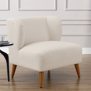 Comfort Pointe Vesper Boucle Accent Chair Milky White: Armless, Wingback, Wood Legs, Foam Cushion - 1 of 4