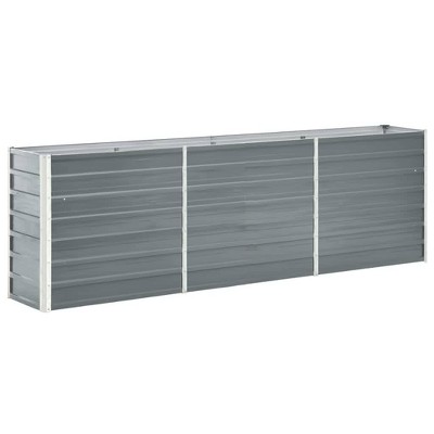 vidaXL Garden Raised Bed Powder-coated Steel 102.4"x15.7"x26.8" Silver