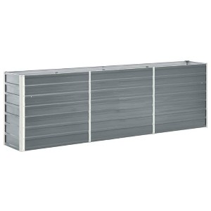 vidaXL Garden Raised Bed Powder-coated Steel 102.4"x15.7"x26.8" Silver - 1 of 4
