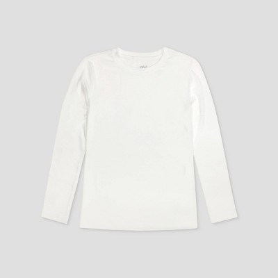 plus size long sleeve white t shirt