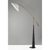 Adesso Leroy Arc Lamp Black: Adjustable Height, Antique Brass Base, Pleated Fabric Shade, ETL Listed - image 2 of 4