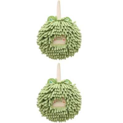 REGALWOVEN Cute Soft Absorbent Quick Drying Chenille Hanging Hand Towel 2 Pcs