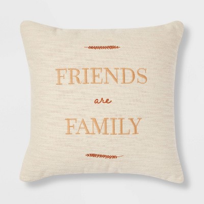 'Friends are Family' Square Throw Pillow Cream/Gold - Threshold™