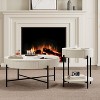 Round Coffee Table with Drawers, 31.9" Vintage Wood Accent Table with Storage for Living Room, Brown/White - 4 of 4
