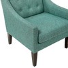 Fabric Upholstery Accent Chair with Button-Tufted Back, Foam Cushions, Reversible Seat and Brown Wood Legs - 4 of 4