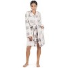 Memoi Women's Plaid Plush Hooded Robe with Pom-Pom Drawstrings - 3 of 4