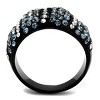 Slickblue Women’s Black Stainless Steel Ring, Striped Pave Design with Montana & Clear Synthetic Crystals, Size 5–10 - 3 of 4