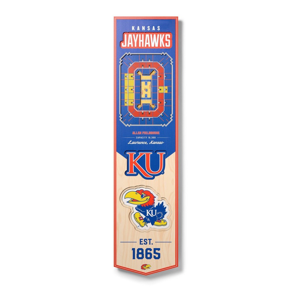 Photos - Other Decoration 8" X 32" NCAA Kansas Jayhawks 3D StadiumView Banner