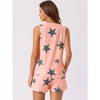 cheibear Women's Cotton Star Print Sleeveless Top and Shorts Casual Pajama 2 Piece Sets - 4 of 4