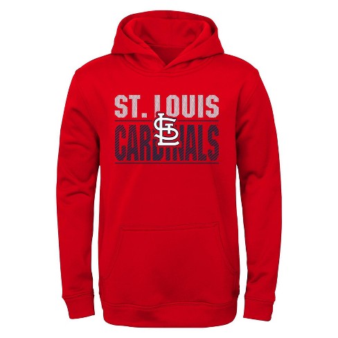 MLB St. Louis Cardinals Boys' Line Drive Poly Hooded Sweatshirt - XL