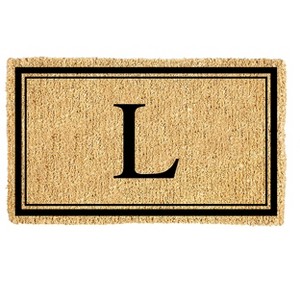 Evergreen Monogram Indoor Outdoor 100% Natural Coir Doormat 28" x 16" |  Letter  "L" - 1 of 4