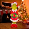 Gemmy Lighted Blow Mold Outdoor Decor Grinch w/Wreath Grinch, Multicolored - 2 of 2