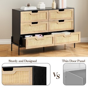 Rattan 6 Drawers Dresser, 47.2''Wx15.7''Dx32.3''H Boho Dresser with Metal Handles - 1 of 4