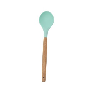 Unique Bargains Spoon Hand Wash Only Large Solid Spoon Silicone Wooden Handle 12.6" 1 Pc - 1 of 4