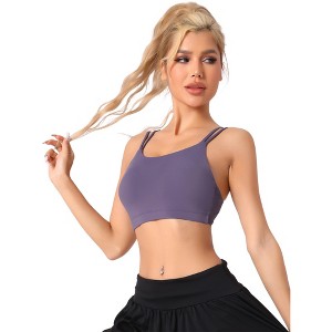 Allegra K Women's Full-Coverage U Back Fitness Sports Bras with Fixed Padded Cup - 1 of 4