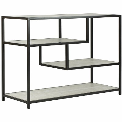 Beige and Black Geometric Wood Console Table with Storage